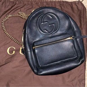 GUCCI
Pebbled Calfskin Soho Chain Backpack Black